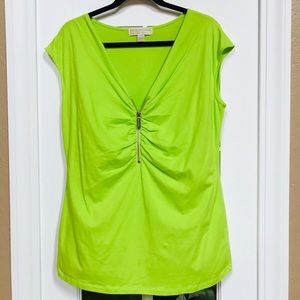 MK zipper front  lime green blouse